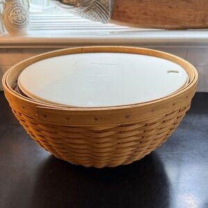 LONGABERGER 13” Basket, Plastic Bowl & Lid
